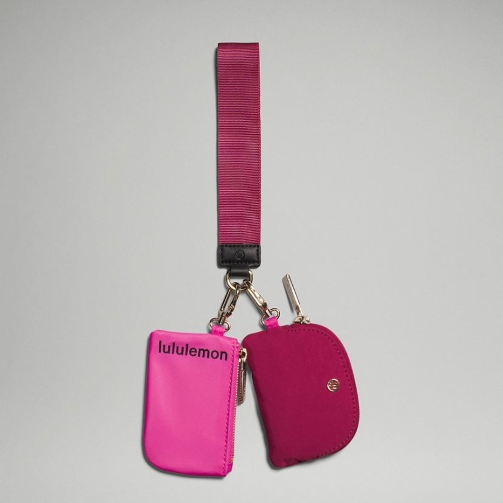 Lululemon Dual Pouch Wristlet, Sonic Pink/Pomegranate/Black -NWT